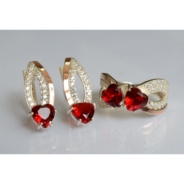 Серебряный набор с золотыми пластинами (174)