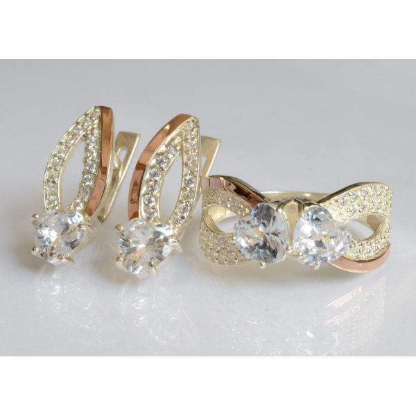 Серебряный набор с золотыми пластинами (174)