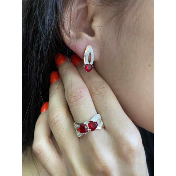 Серебряное кольцо с золотыми вставками (174к)