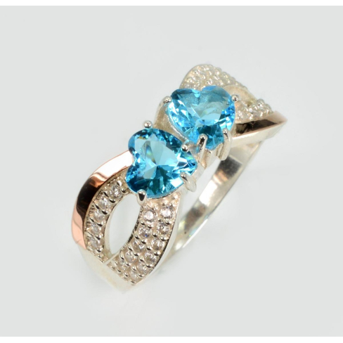 Серебряное кольцо с золотыми вставками