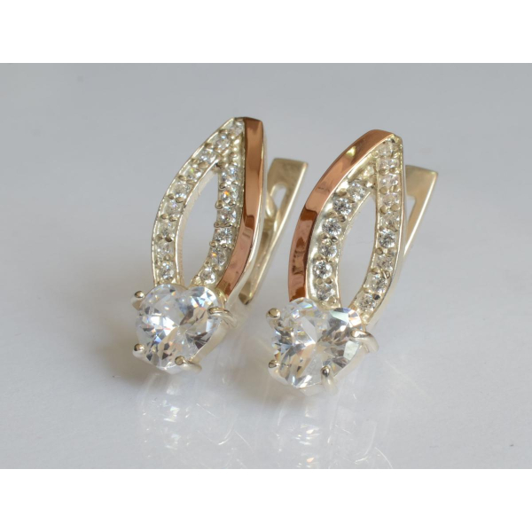 Срібні сережки з золотими пластинами (174с)