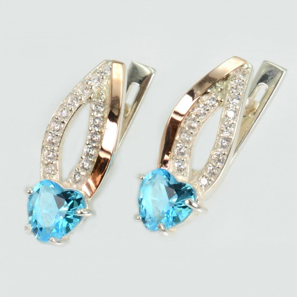 Срібні сережки з золотими пластинами (174с)