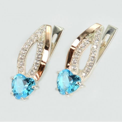 Серебряные серьги с золотыми пластинами