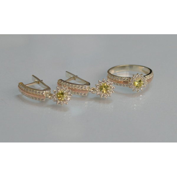 Серебряный набор с золотыми пластинами (175)