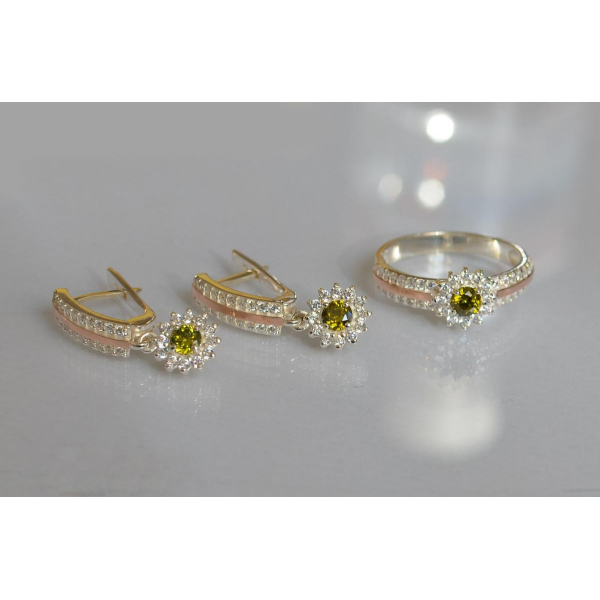 Серебряный набор с золотыми пластинами (175)