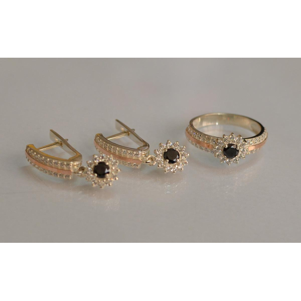 Серебряный набор с золотыми пластинами (175)