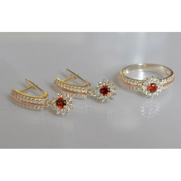 Серебряный набор с золотыми пластинами (175)