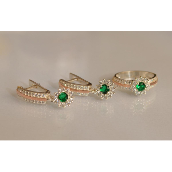 Серебряный набор с золотыми пластинами (175)