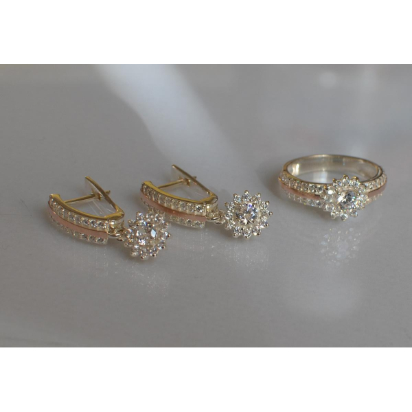 Серебряный набор с золотыми пластинами (175)