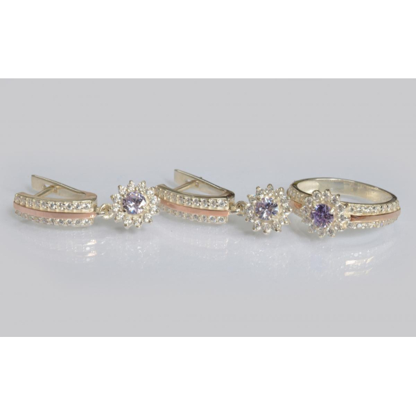 Серебряный набор с золотыми пластинами (175)