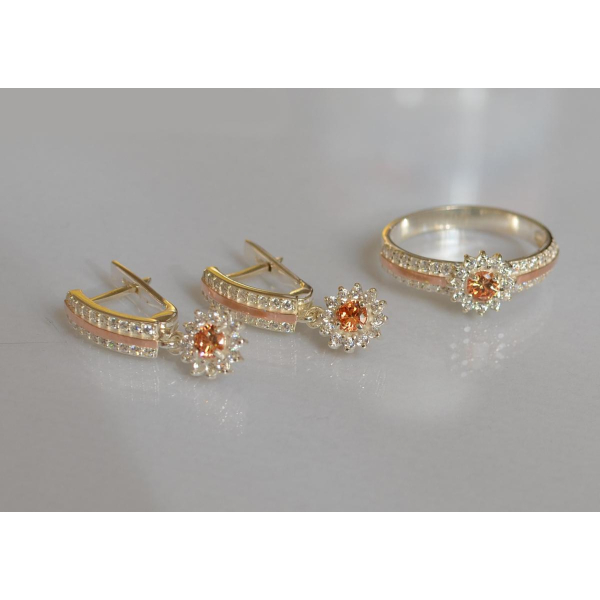 Серебряный набор с золотыми пластинами (175)