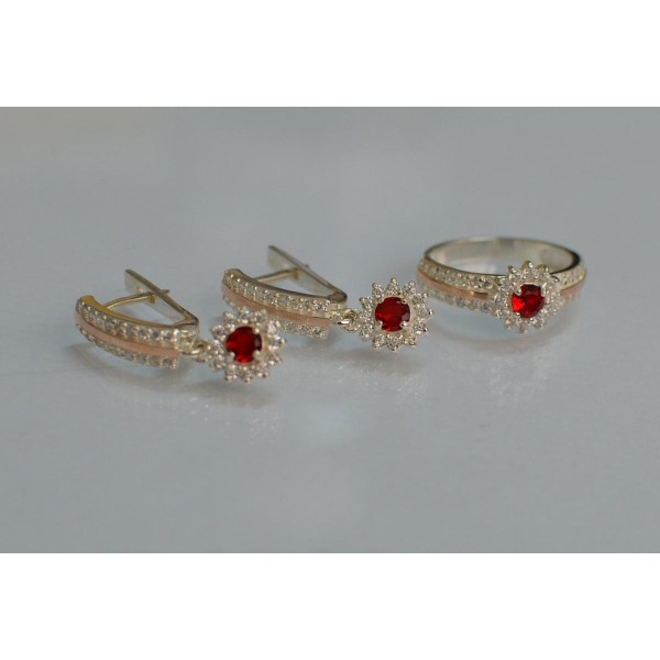 Серебряный набор с золотыми пластинами (175)