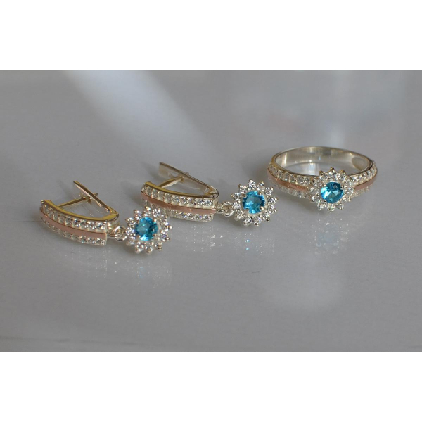 Серебряный набор с золотыми пластинами (175)