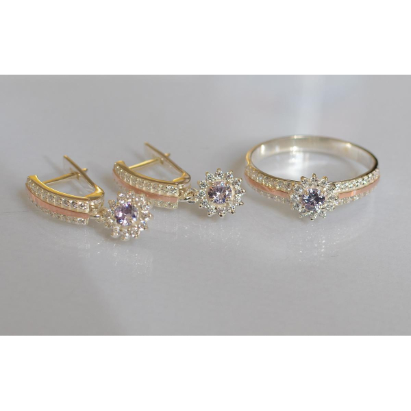 Серебряный набор с золотыми пластинами (175)