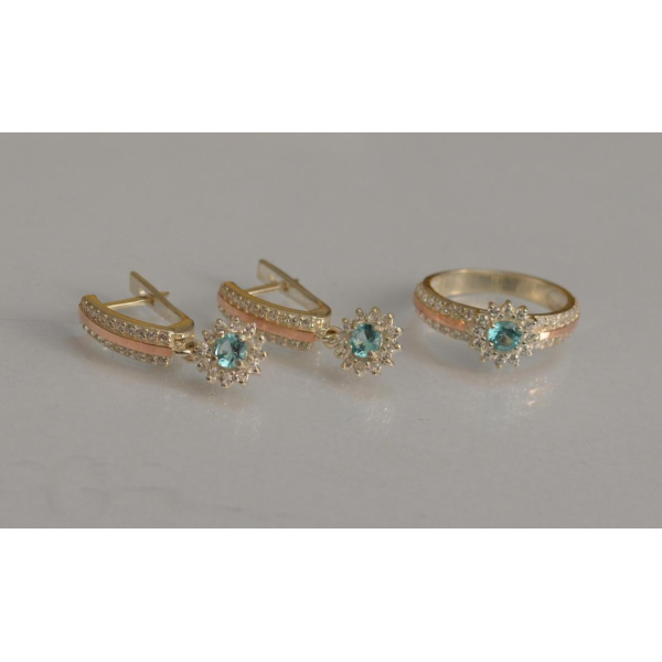 Серебряный набор с золотыми пластинами (175)