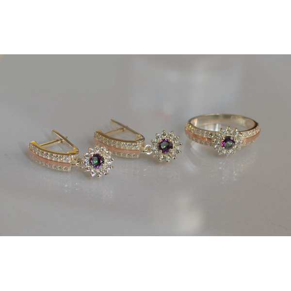 Серебряный набор с золотыми пластинами (175)