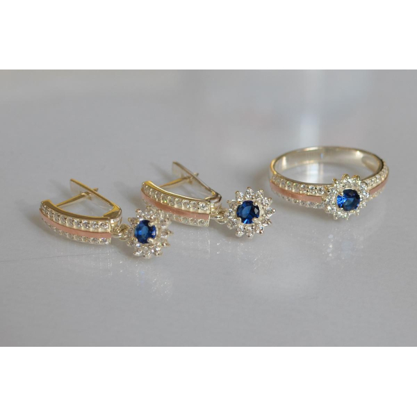 Серебряный набор с золотыми пластинами (175)