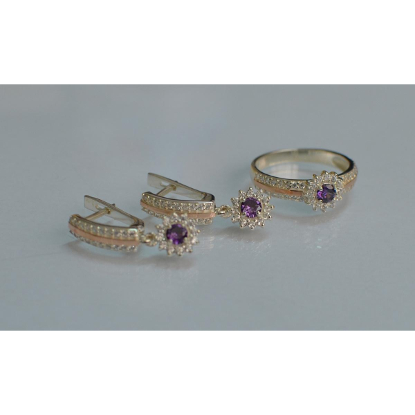 Серебряный набор с золотыми пластинами (175)