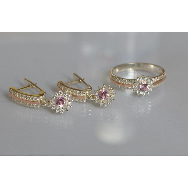 Серебряный набор с золотыми пластинами (175)