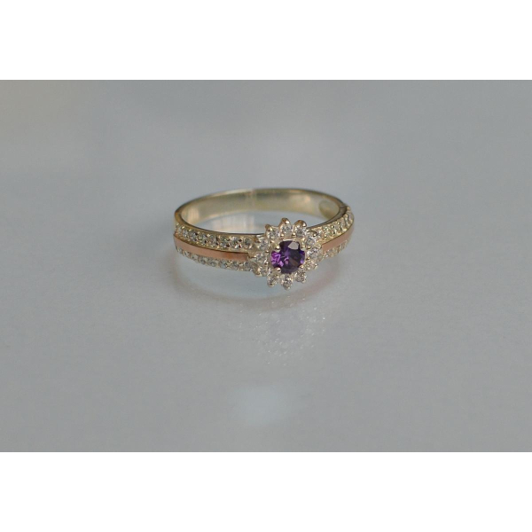 Серебряное кольцо с золотыми вставками (175к)