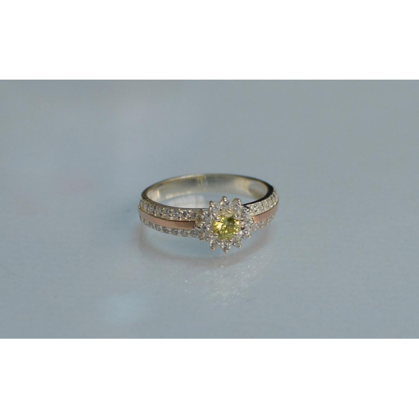 Серебряное кольцо с золотыми вставками (175к)