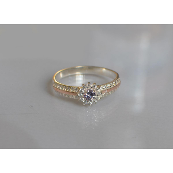 Серебряное кольцо с золотыми вставками (175к)