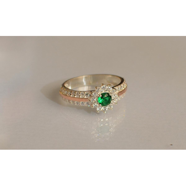 Серебряное кольцо с золотыми вставками (175к)