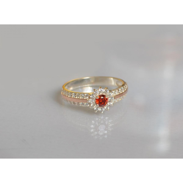 Серебряное кольцо с золотыми вставками (175к)