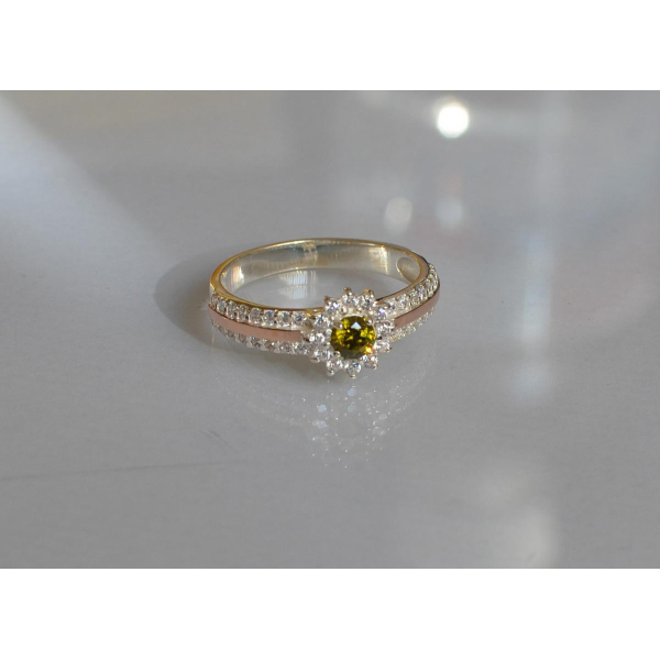 Серебряное кольцо с золотыми вставками (175к)