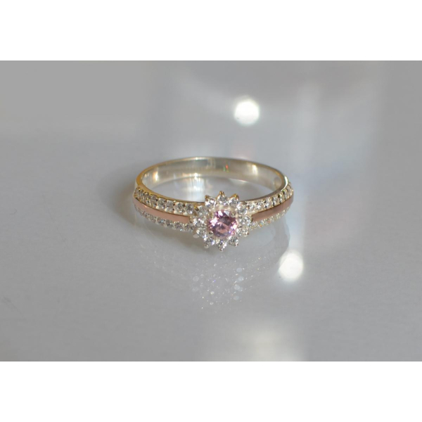 Серебряное кольцо с золотыми вставками (175к)