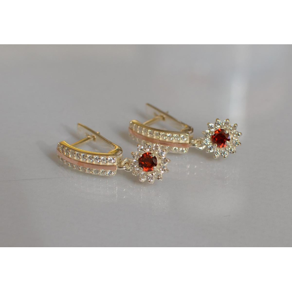 Серебряные серьги с золотыми вставками (175с)