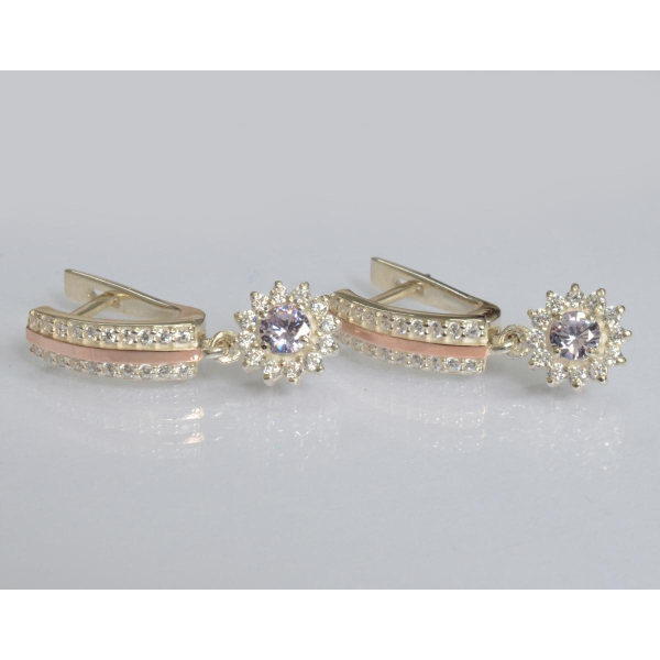 Серебряные серьги с золотыми вставками (175с)