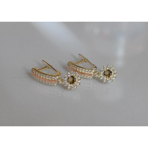 Серебряные серьги с золотыми вставками (175с)