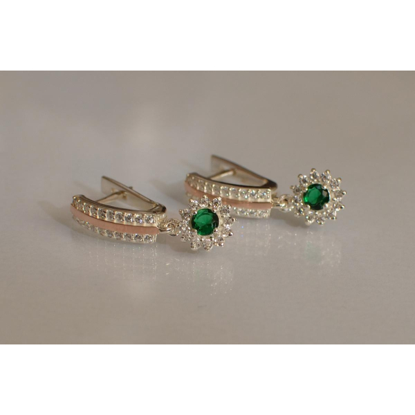 Серебряные серьги с золотыми вставками (175с)