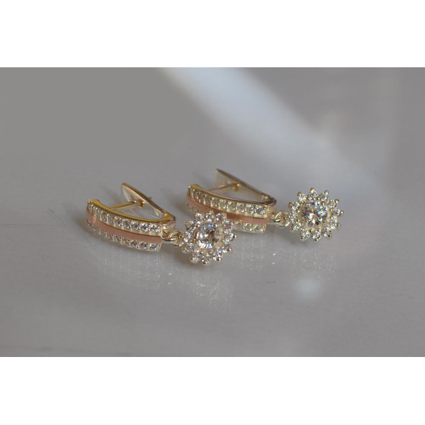 Серебряные серьги с золотыми вставками (175с)