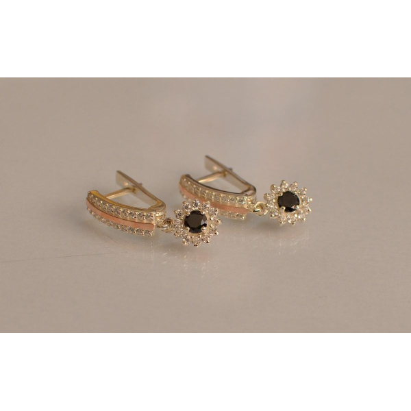 Серебряные серьги с золотыми вставками (175с)