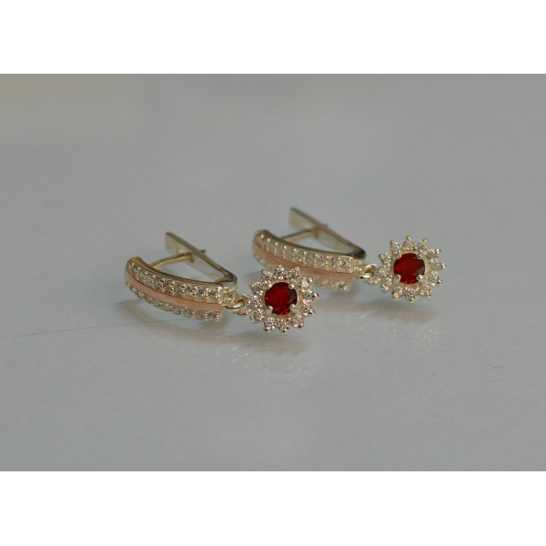 Серебряные серьги с золотыми вставками (175с)