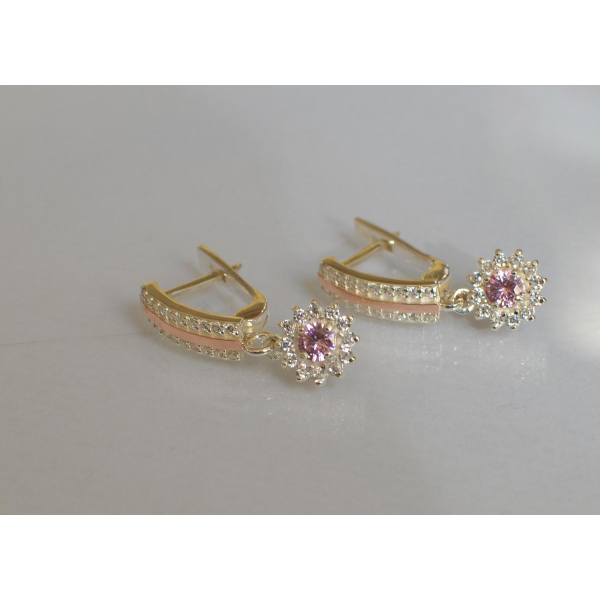 Серебряные серьги с золотыми вставками (175с)