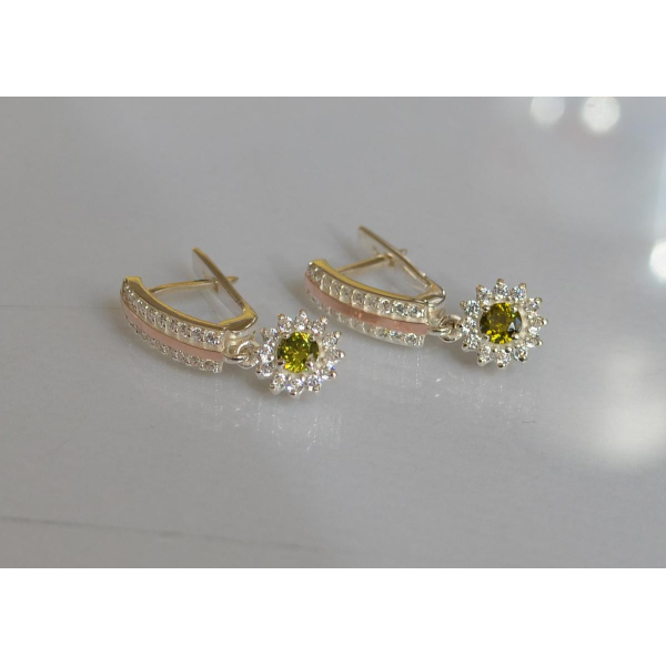 Серебряные серьги с золотыми вставками (175с)