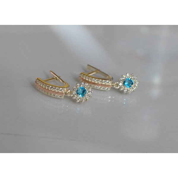 Серебряные серьги с золотыми вставками (175с)