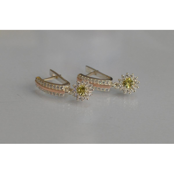 Серебряные серьги с золотыми вставками (175с)