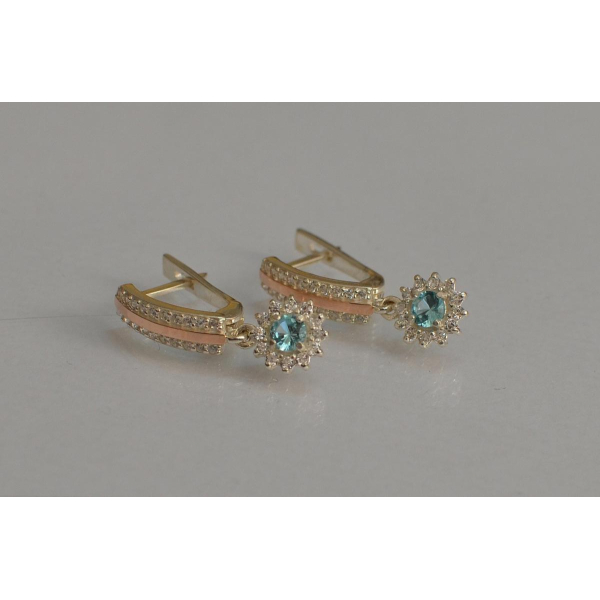 Серебряные серьги с золотыми вставками (175с)