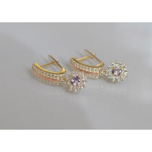 Серебряные серьги с золотыми вставками (175с)