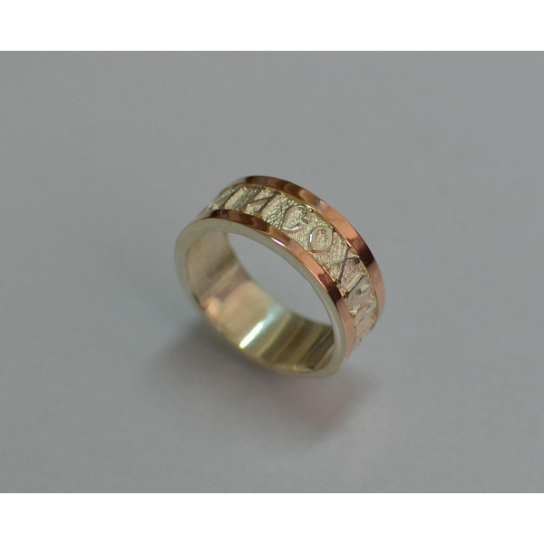 Серебряное кольцо с золотыми вставками (176к)