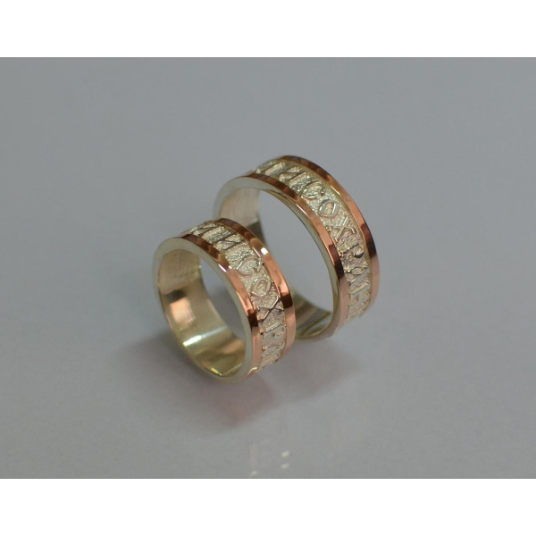 Пара обручальных колец из серебра с золотом (176кк)