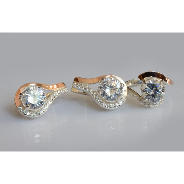 Серебряный набор с золотыми пластинами (177)