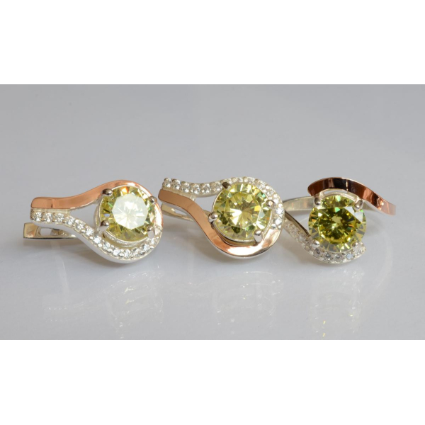 Серебряный набор с золотыми пластинами (177)