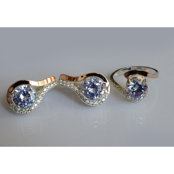 Серебряный набор с золотыми пластинами (177)