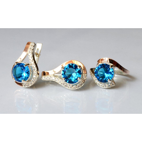 Серебряный набор с золотыми пластинами (177)