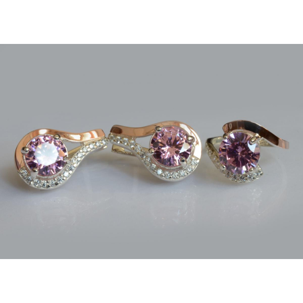 Серебряный набор с золотыми пластинами (177)